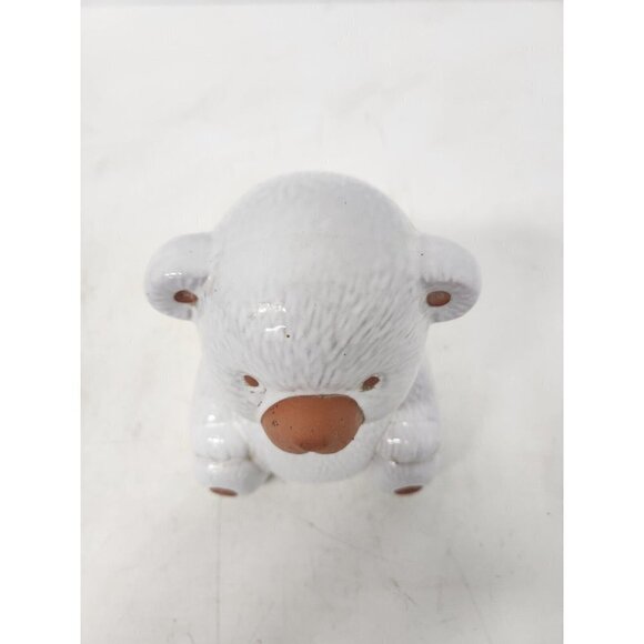 Vintage Terra Cotta Pottery White Teddy Bear Figurine Glazed Tabletop Home Decor - Picture 3 of 9